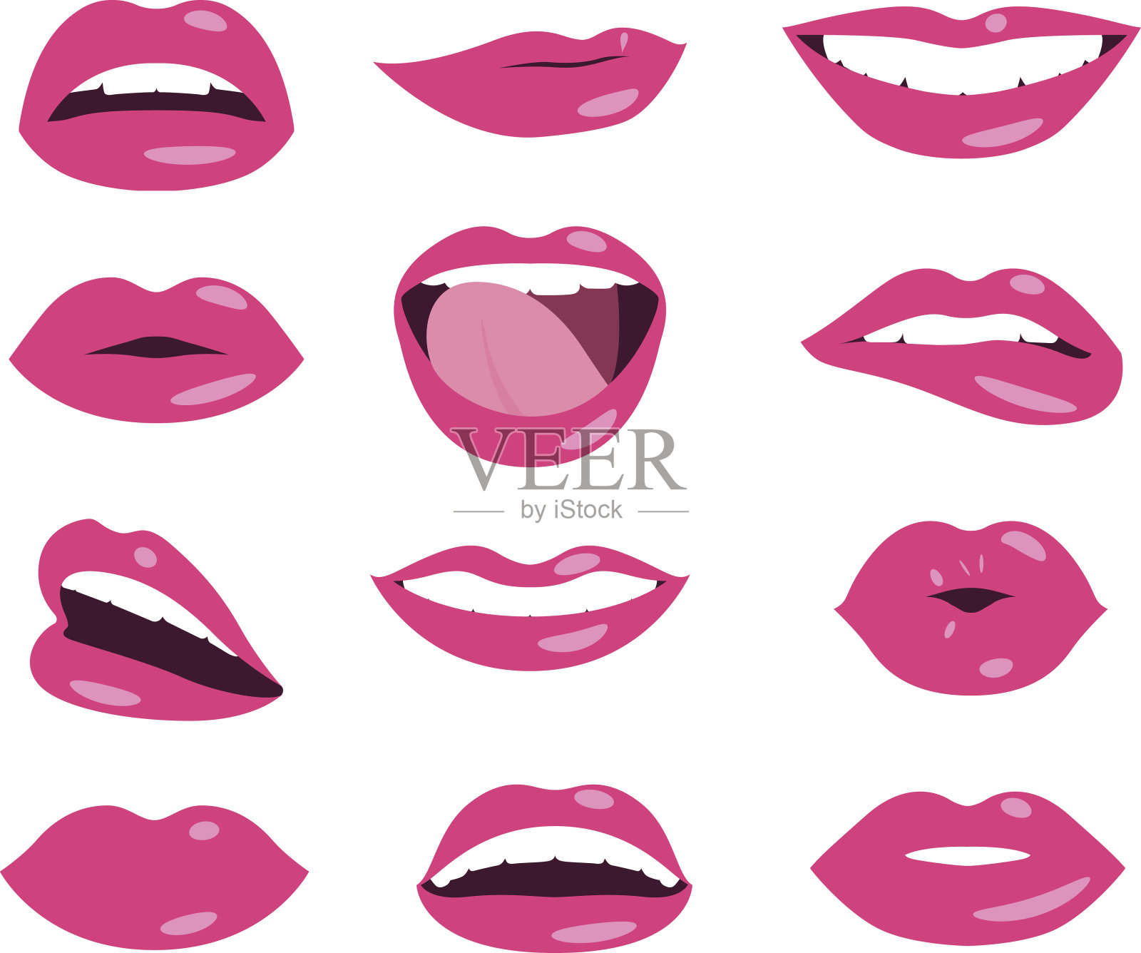 女人嘴唇表情向量集插画图片素材