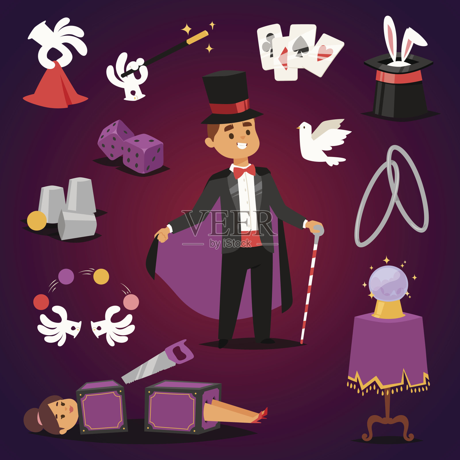 魔术师魔术师向量集。插画图片素材