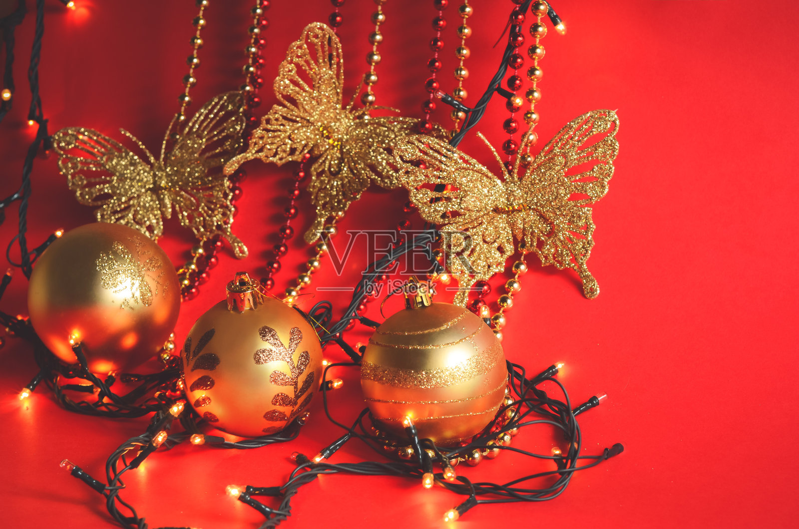 黄金圣诞装饰照片摄影图片