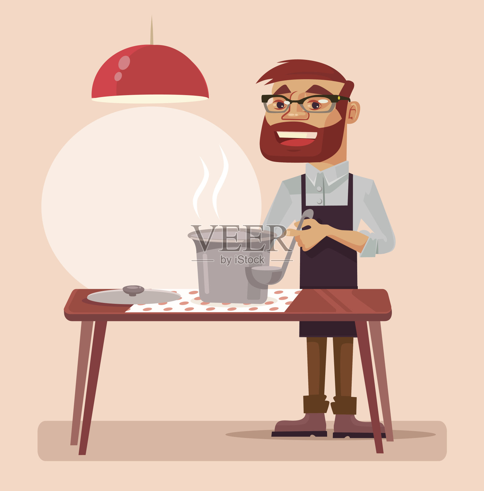 男子性格煮汤。矢量平面卡通插图插画图片素材