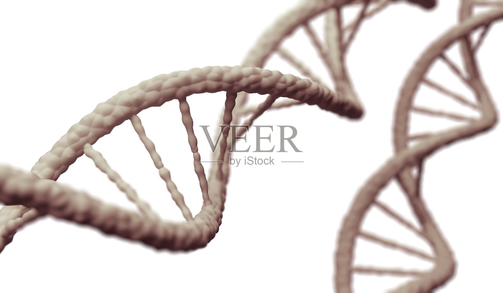 在白色背景上分离的DNA分子的3D渲染插图。插画图片素材