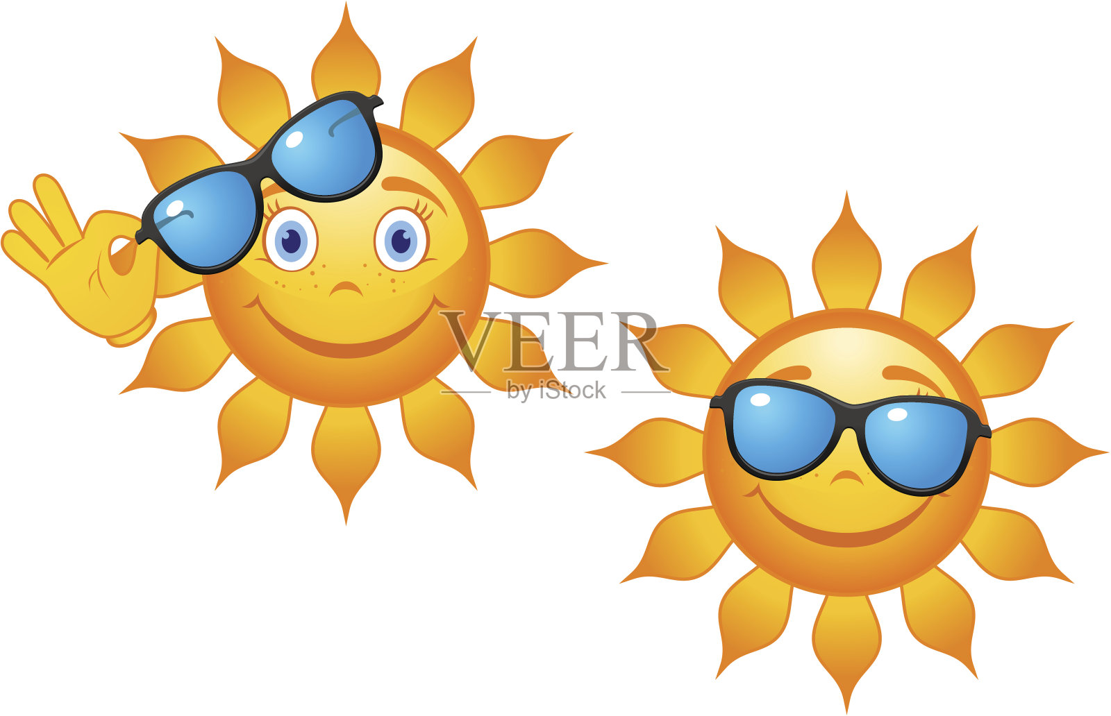 太阳戴着太阳眼镜插画图片素材