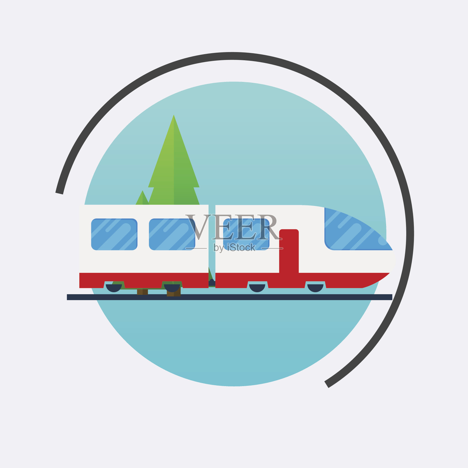 现代火车图标。矢量旅行的概念背景。平面设计插画图片素材