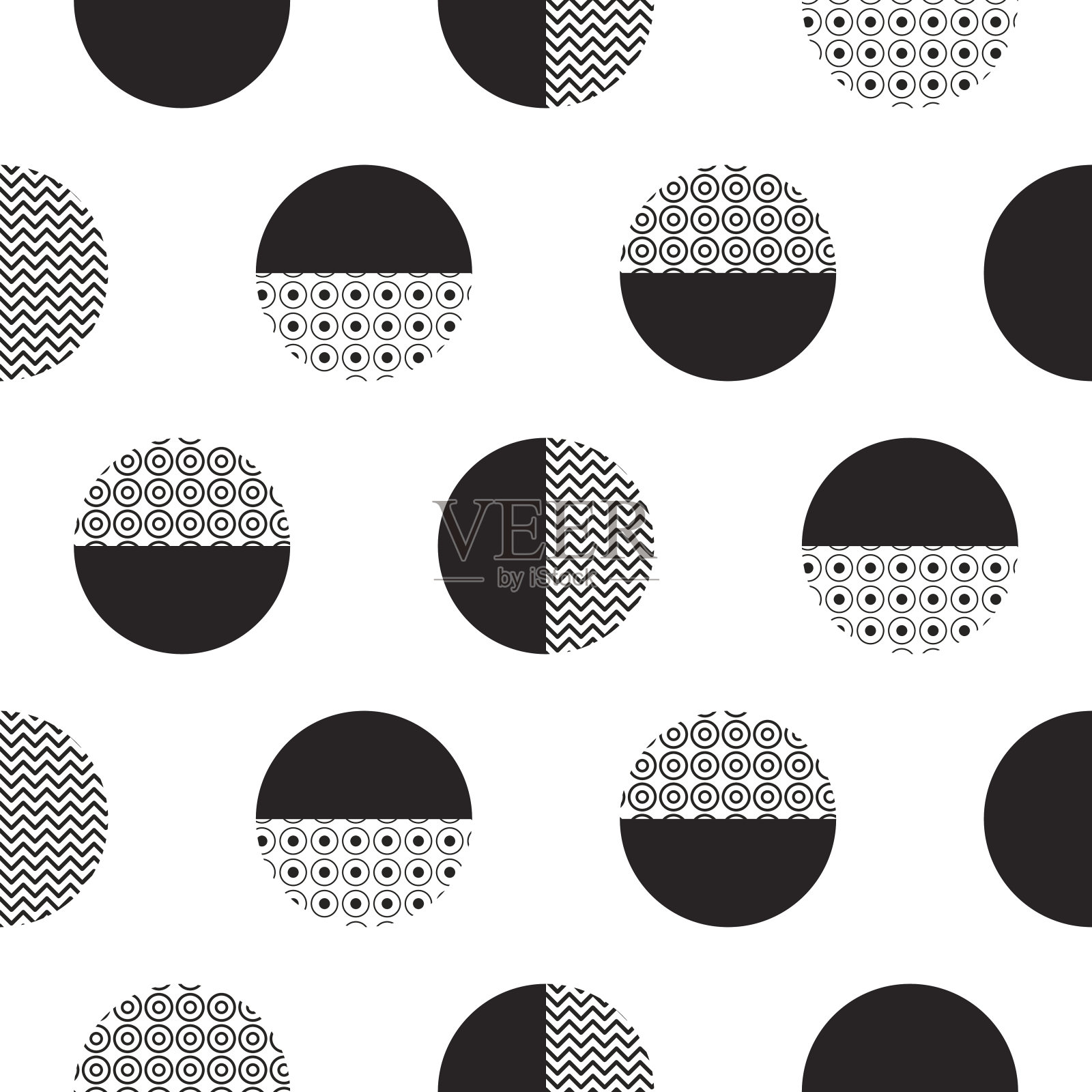 几何黑白虚线圆极简图案插画图片素材
