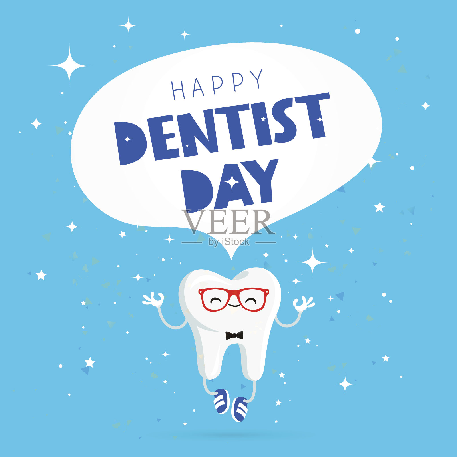 牙医快乐的一天。口腔学插画图片素材