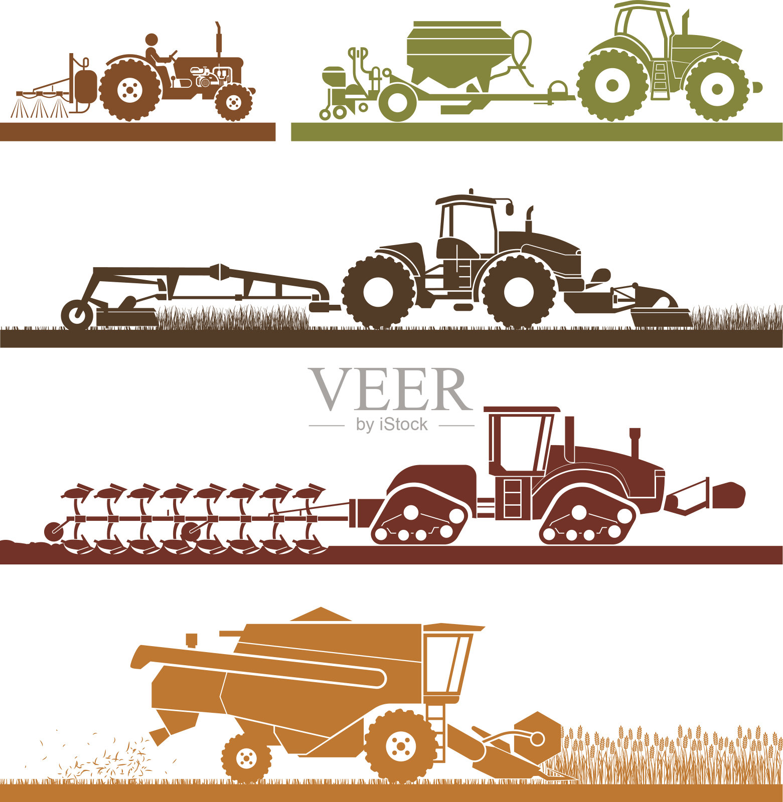 农业机械化图标。插画图片素材