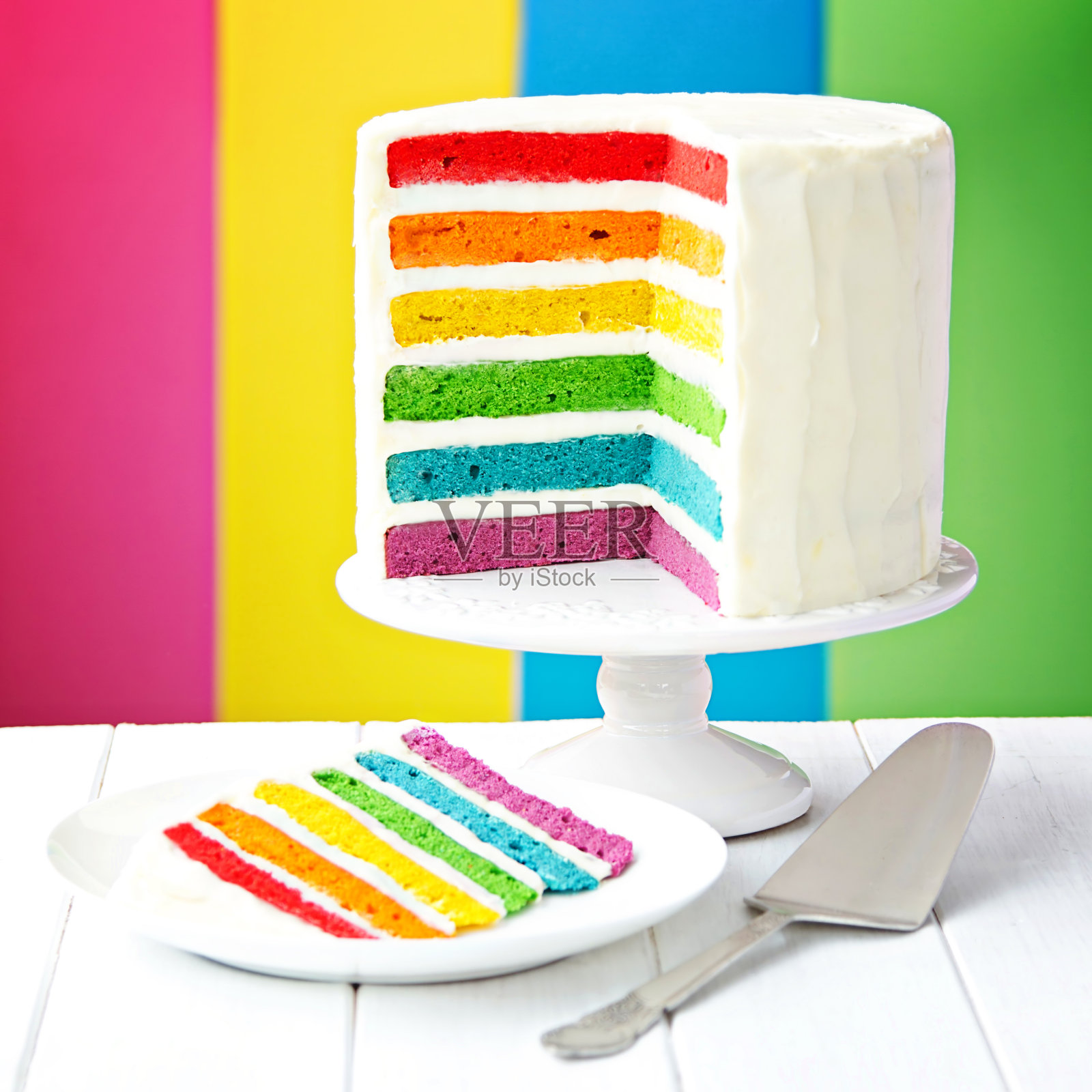 彩虹层蛋糕照片摄影图片