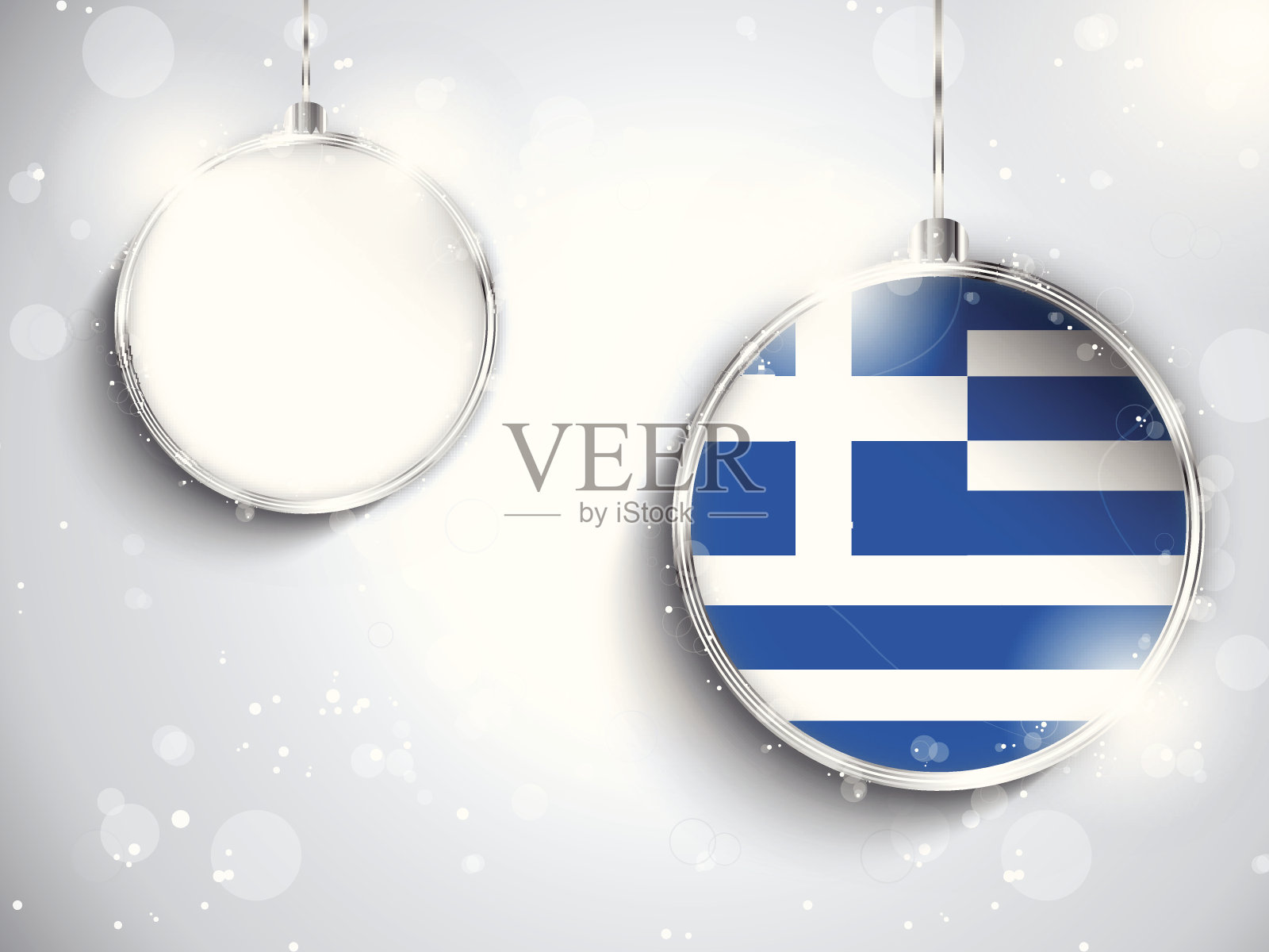 圣诞快乐，带旗帜的希腊银球插画图片素材