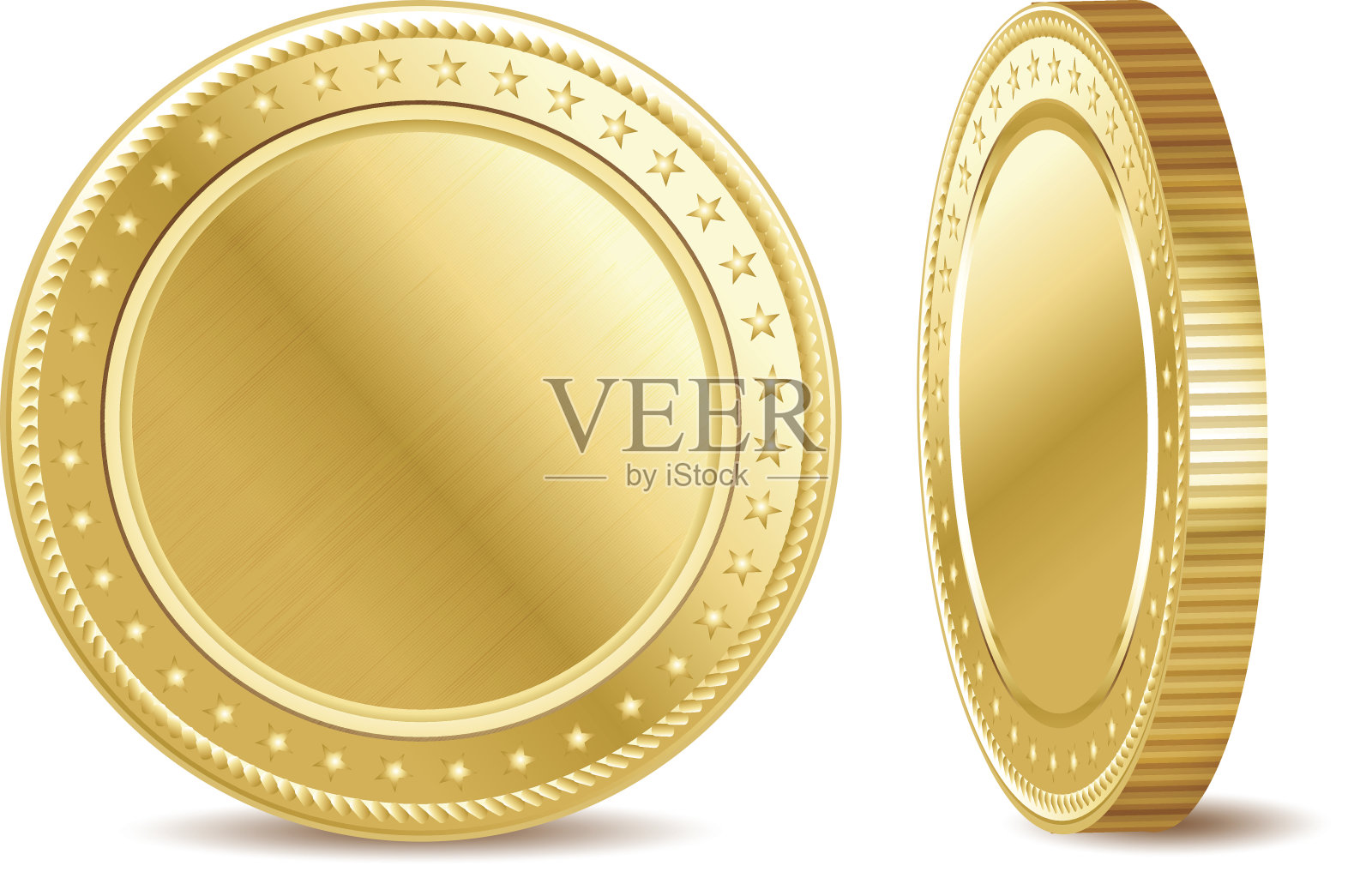 空的黄金金融硬币在白色的背景插画图片素材