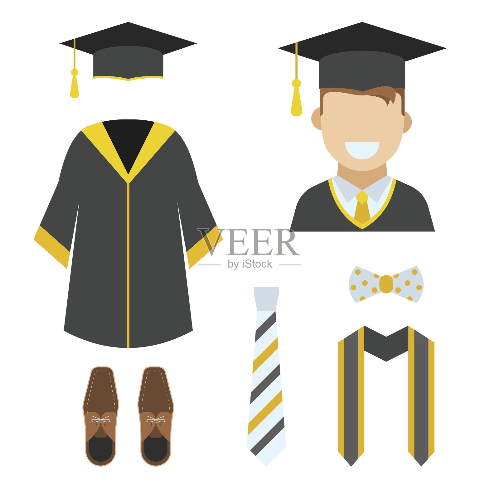 毕业服装和配件图标插画图片素材