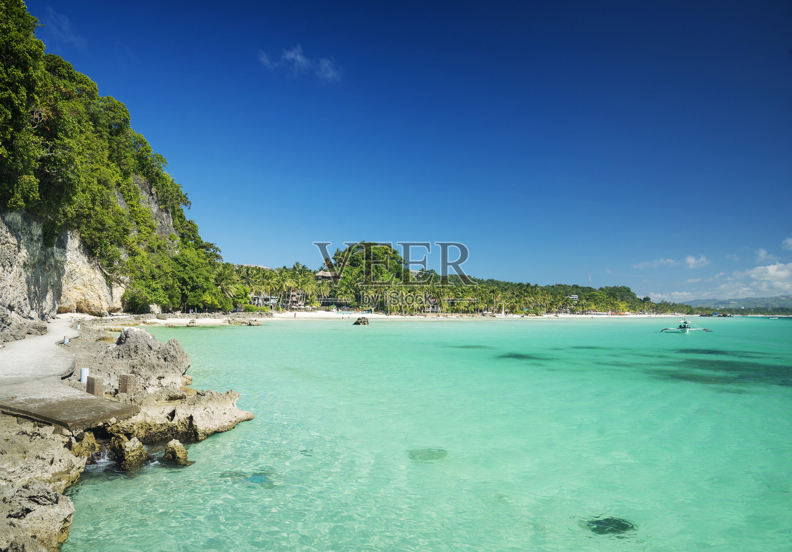 菲律宾长滩热带岛屿上的Diniwid海滩照片摄影图片