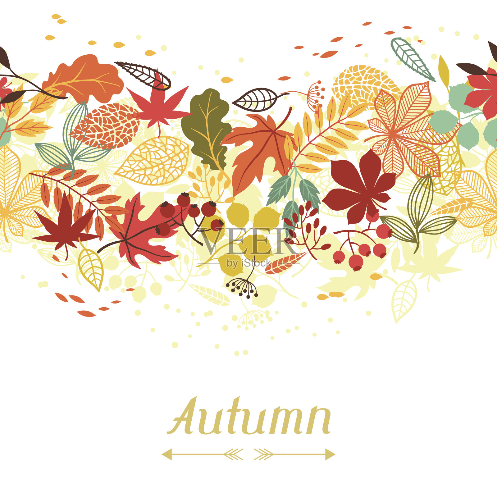 背景风格化的秋叶贺卡。插画图片素材