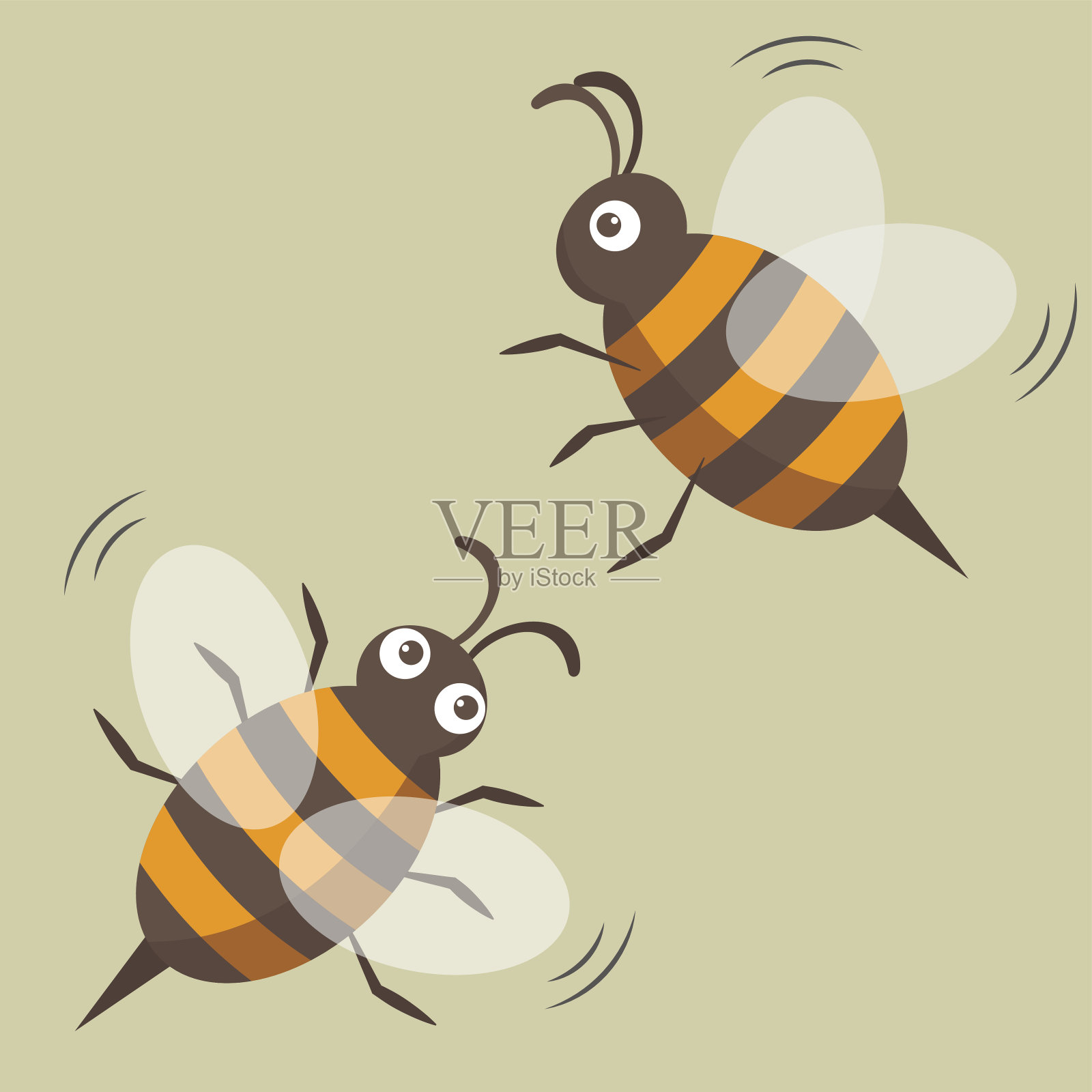 两个蜜蜂孤立。矢量图。卡通风格设计元素图片