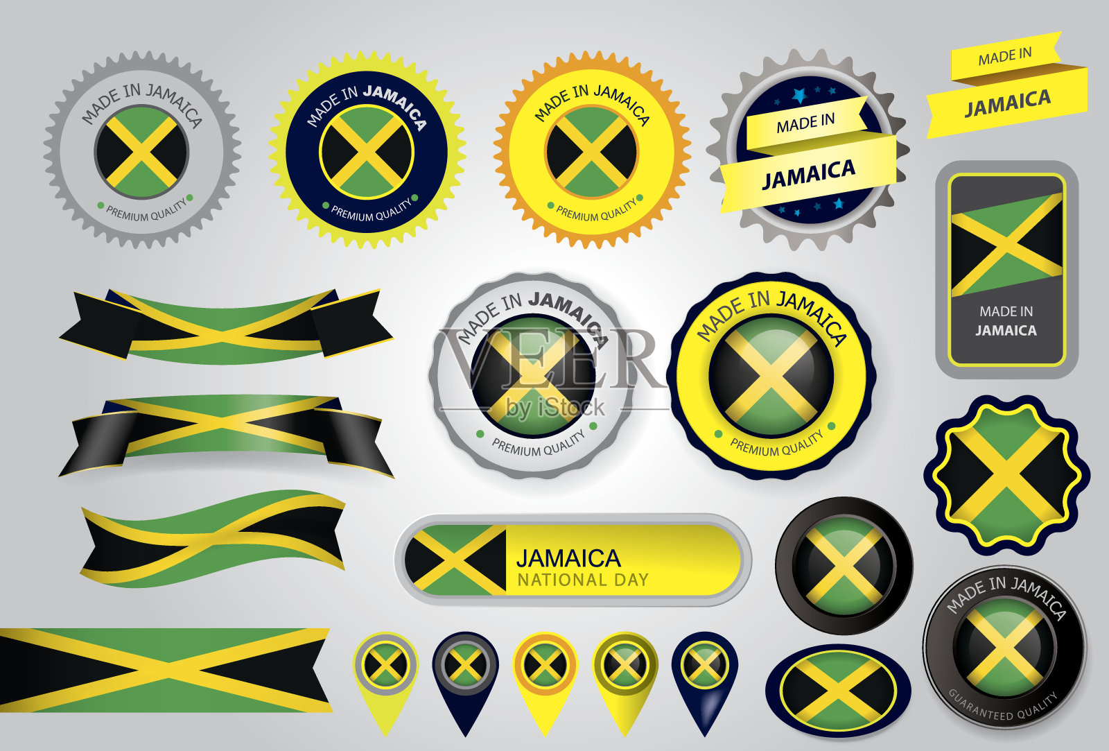 牙买加制造印章，牙买加国旗(矢量艺术)插画图片素材