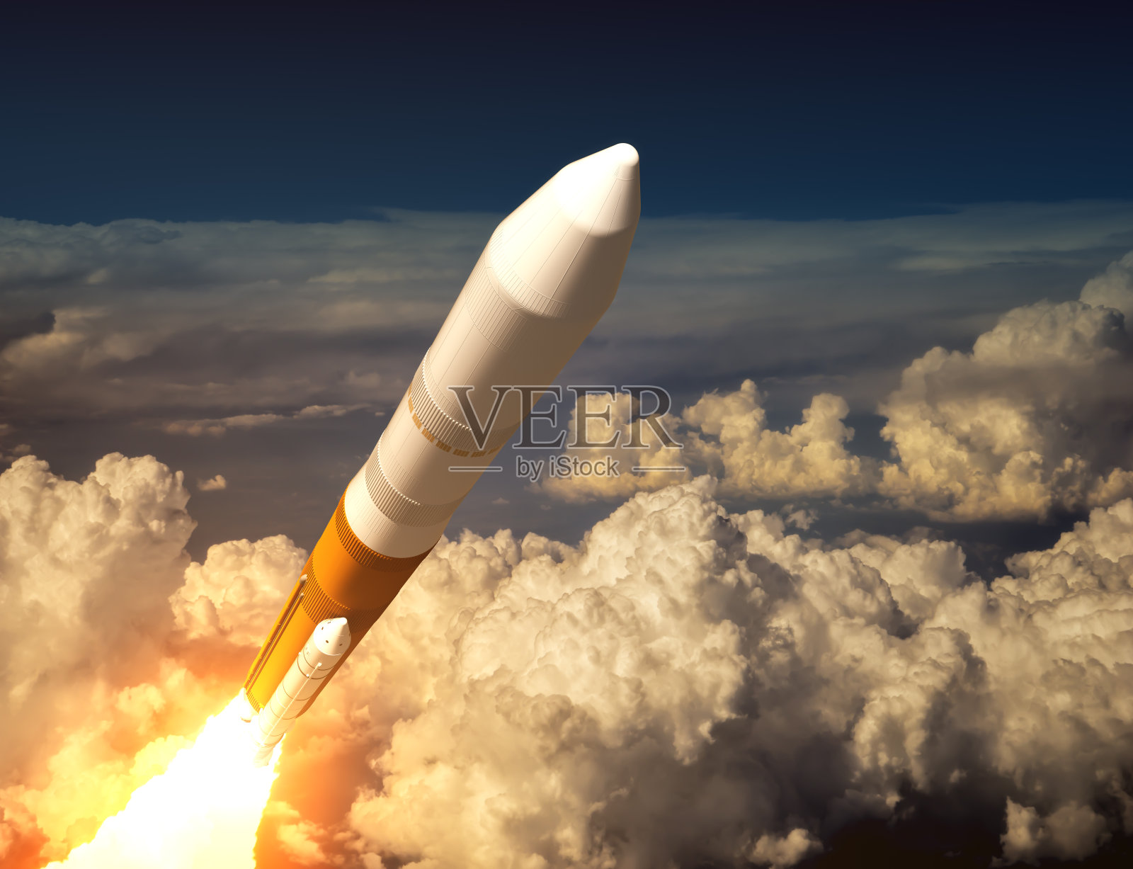 云中的货物发射火箭照片摄影图片