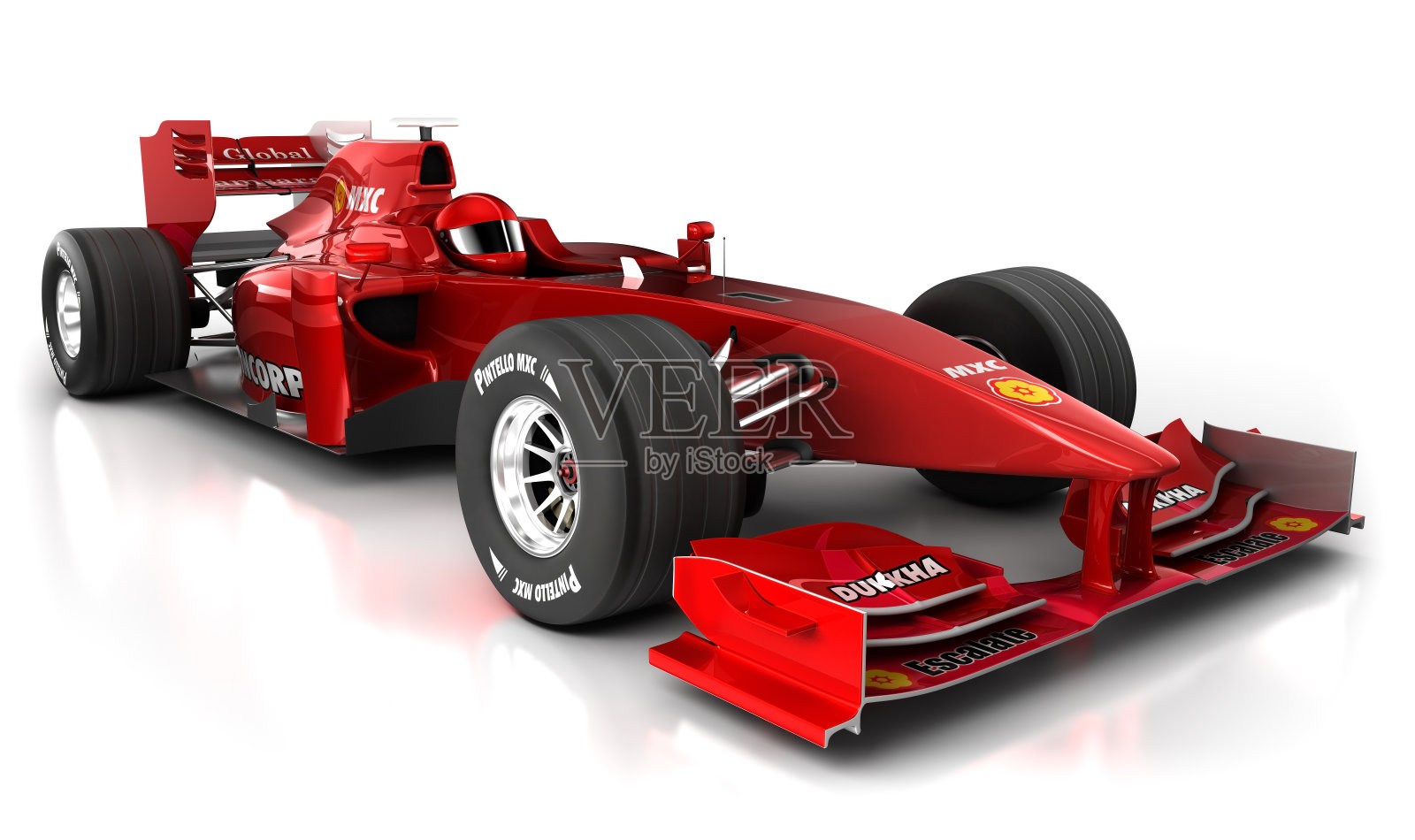 3D红色f1赛车与剪切路径照片摄影图片
