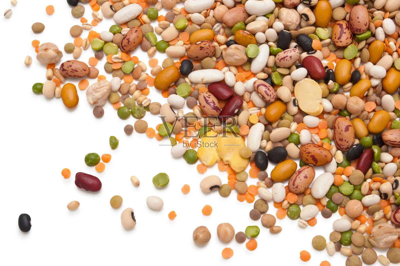 豆类和谷物。照片摄影图片