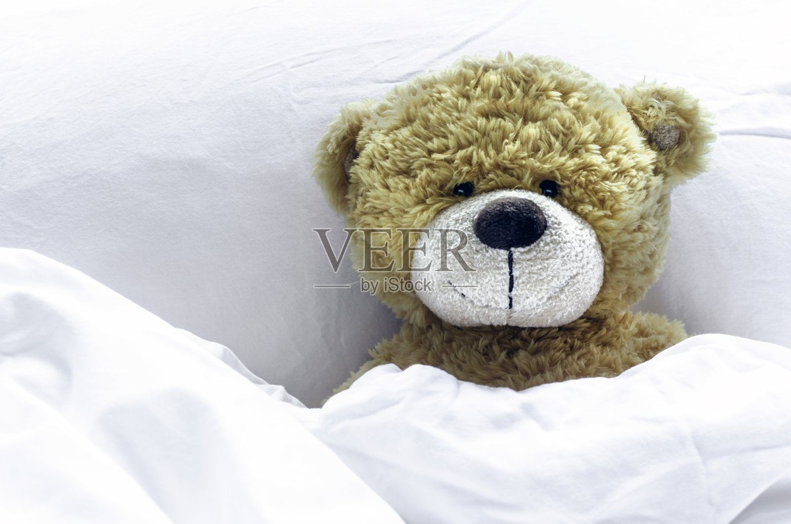 床上的泰迪熊照片摄影图片