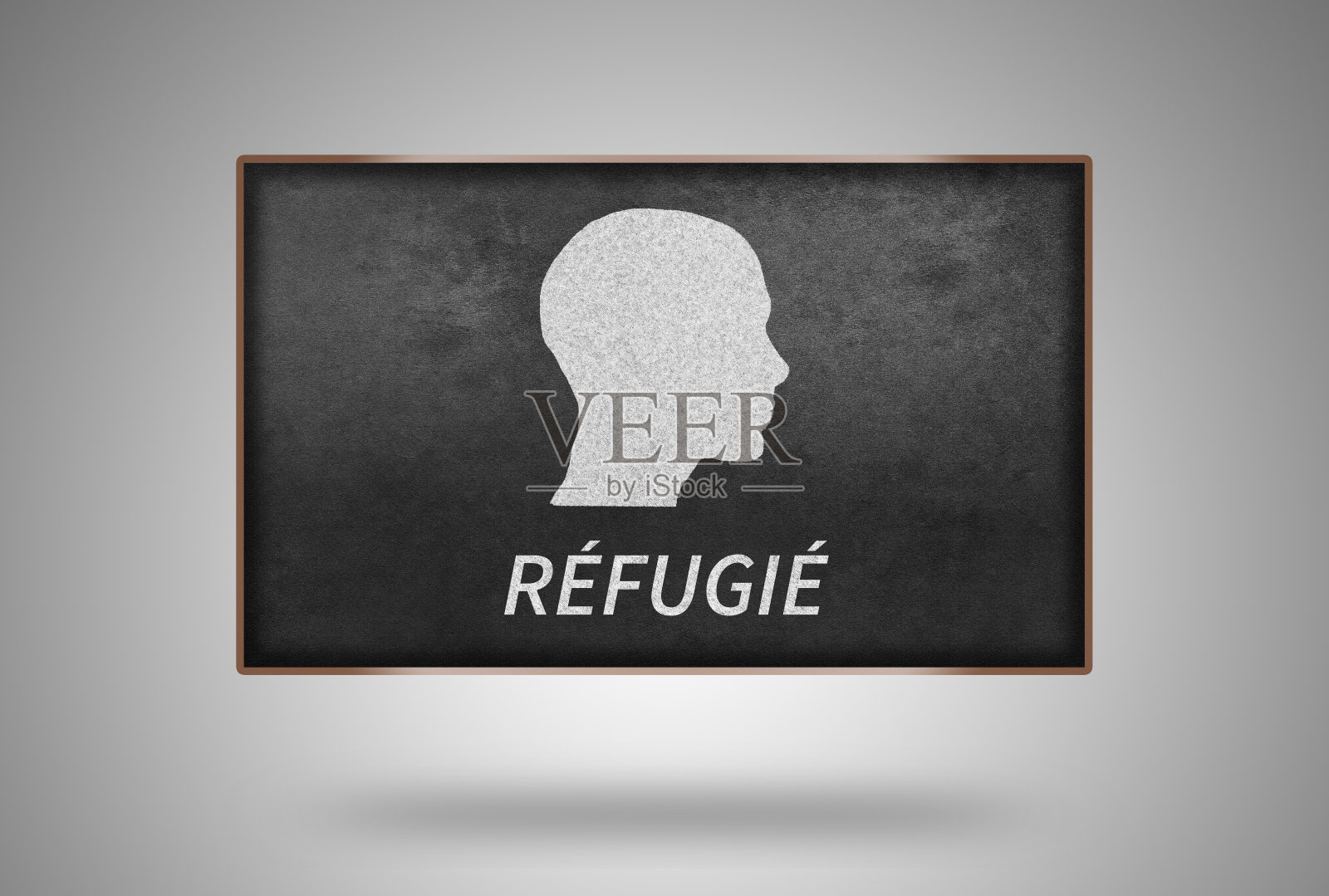 浮动黑板与脸和难民在法语插画图片素材