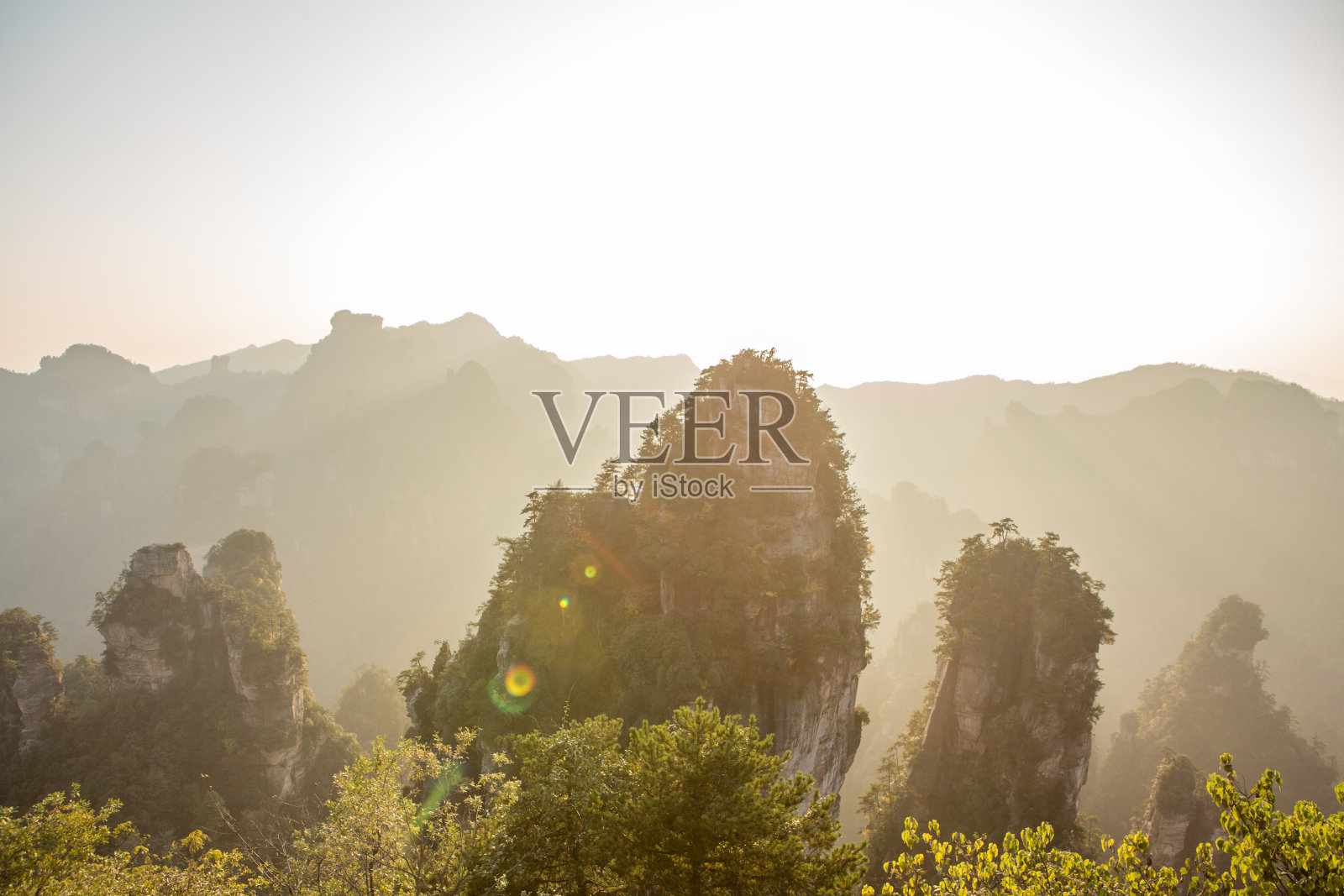 砂岩柱，张家界国家森林公园，中国照片摄影图片