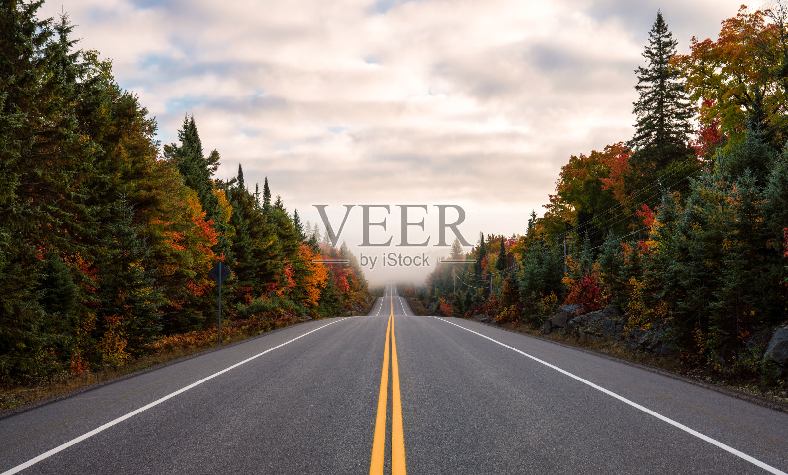 风景优美的道路与秋天的颜色照片摄影图片