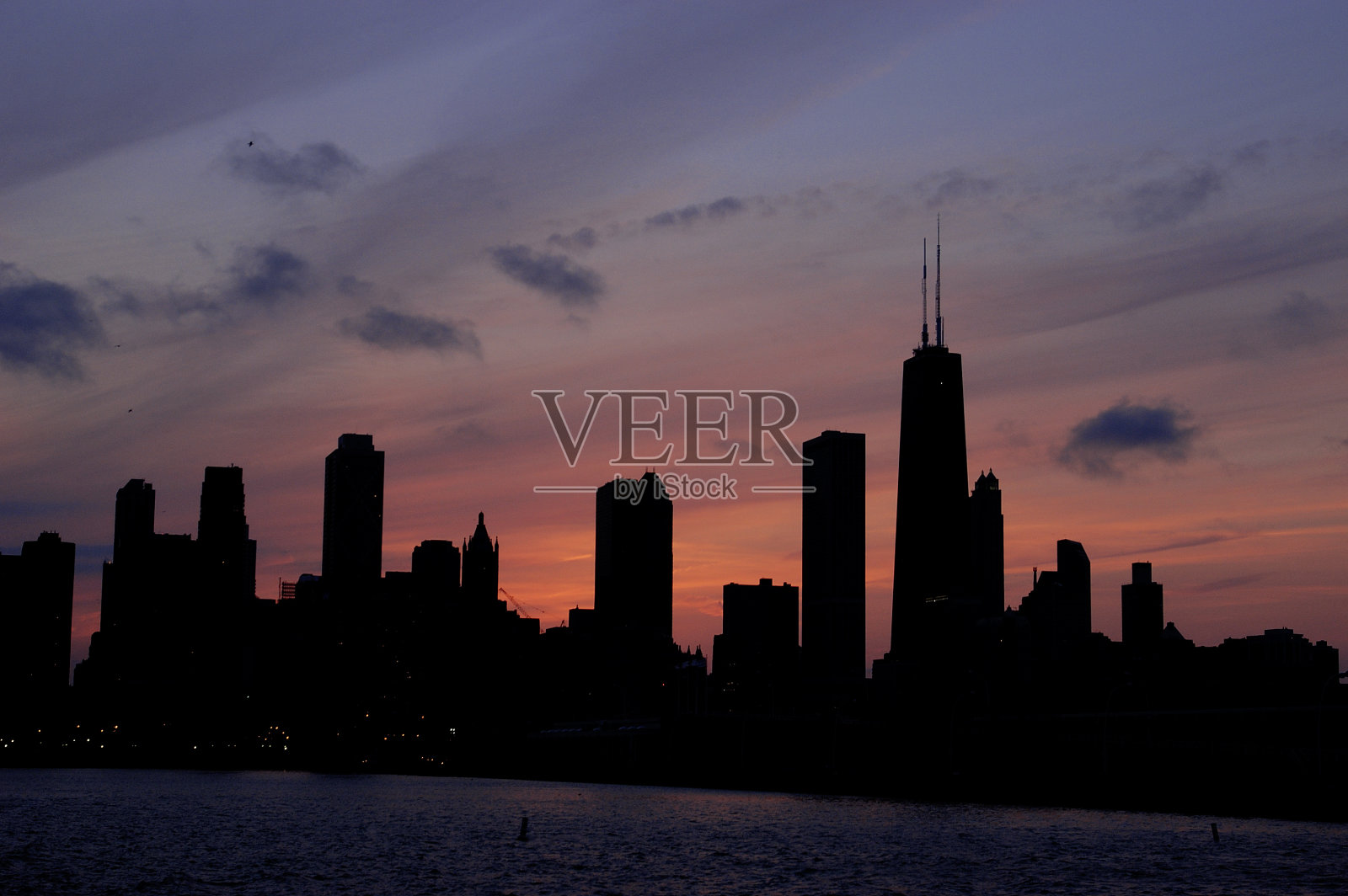 芝加哥天际线轮廓照片摄影图片