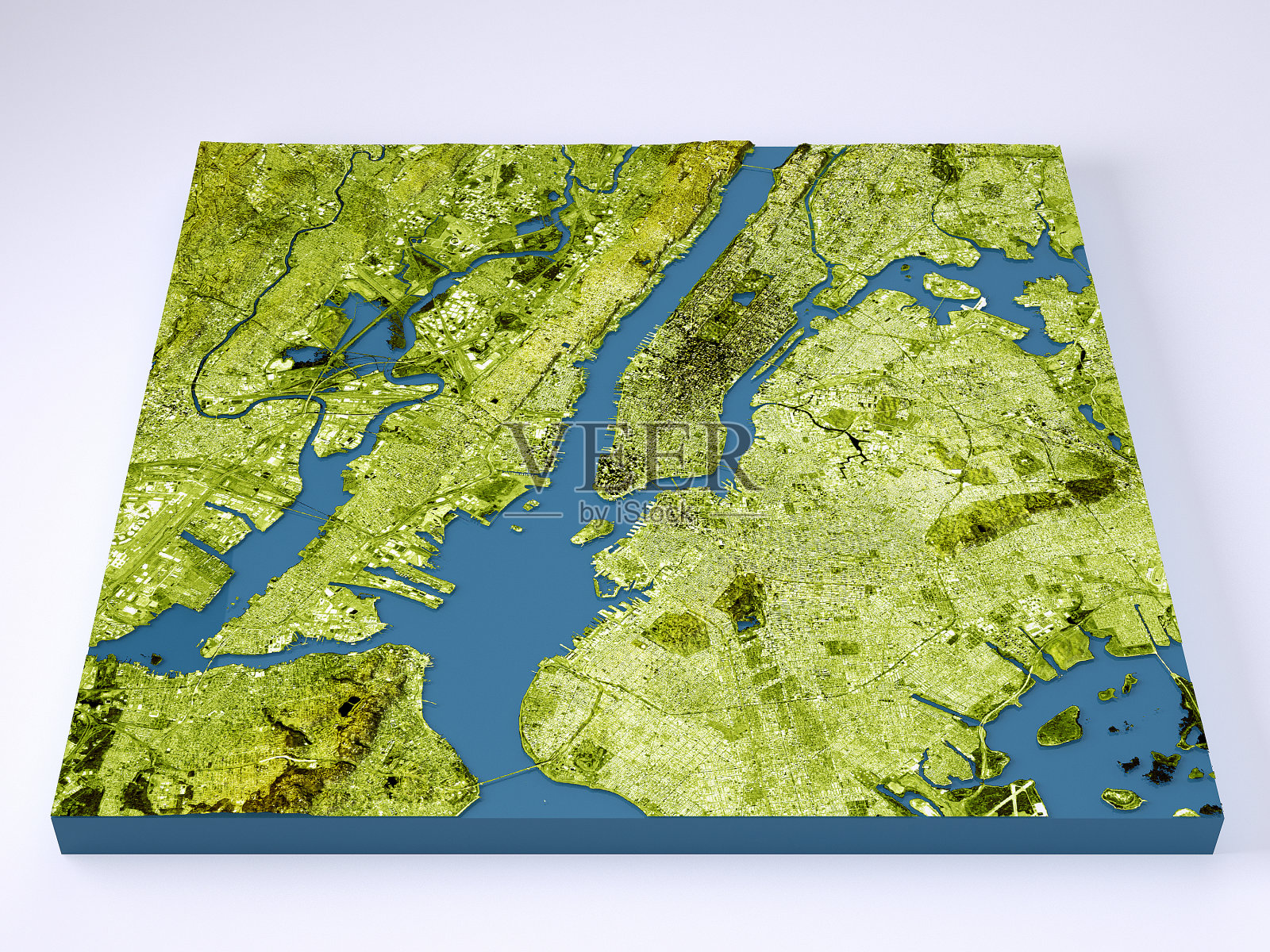 纽约市3D模型地形图彩色正面照片摄影图片