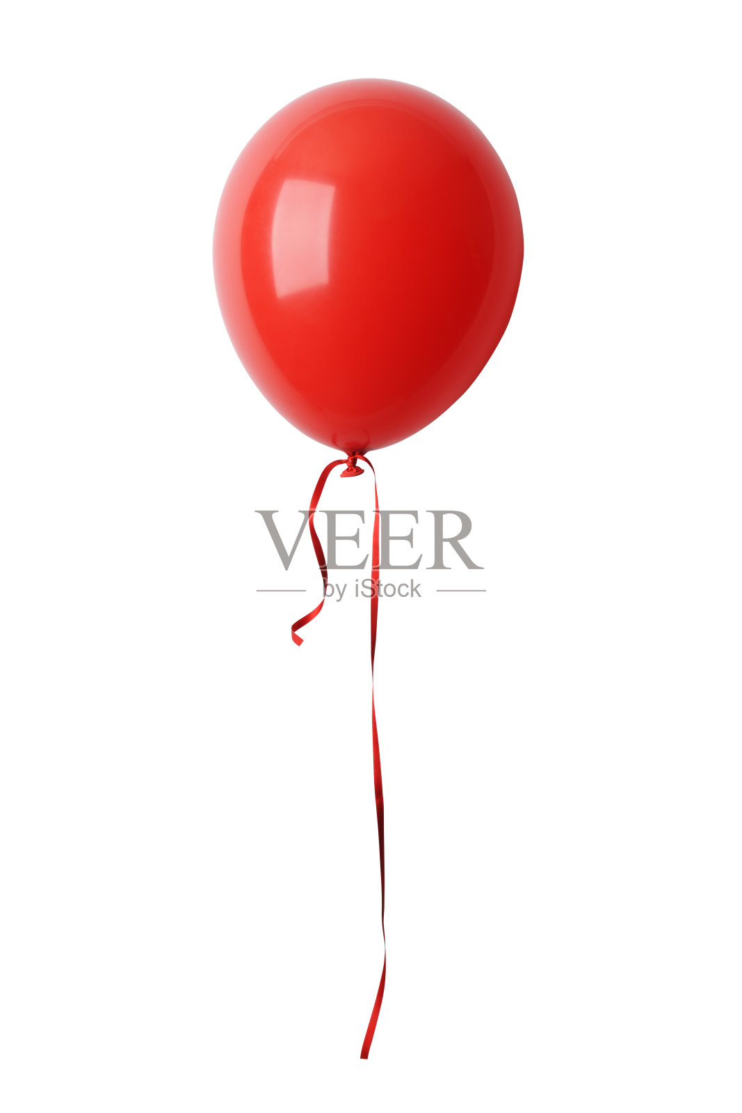 孤立的红色气球与丝带的白色背景照片摄影图片