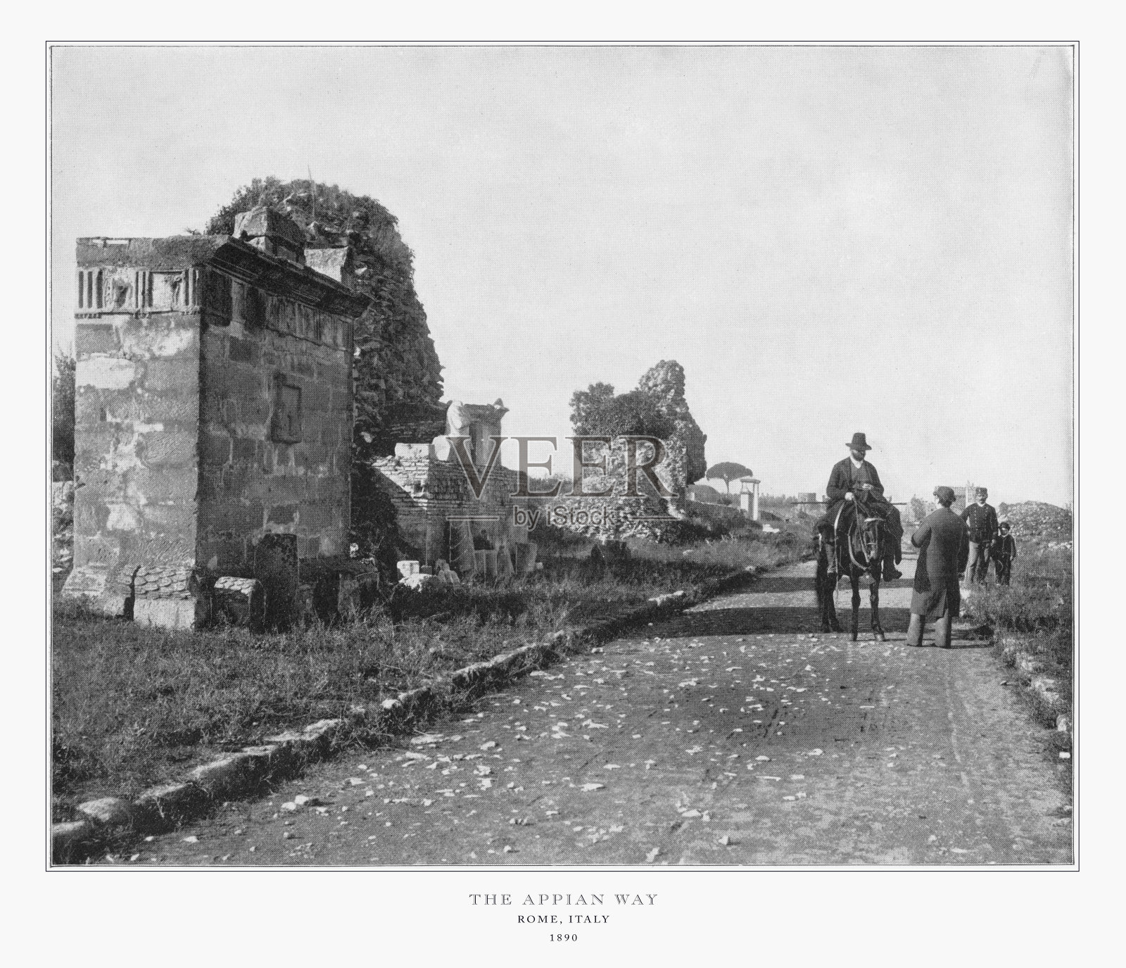 亚壁古道，罗马，意大利，古代意大利照片，1893照片摄影图片