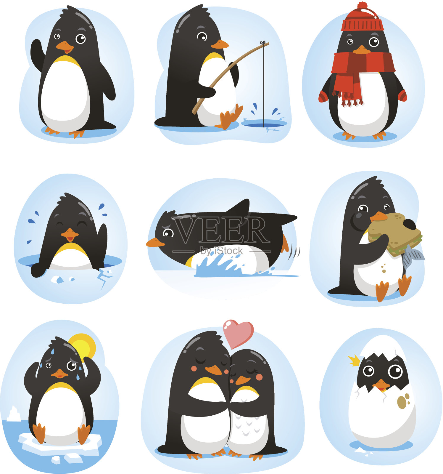 企鹅集插画图片素材