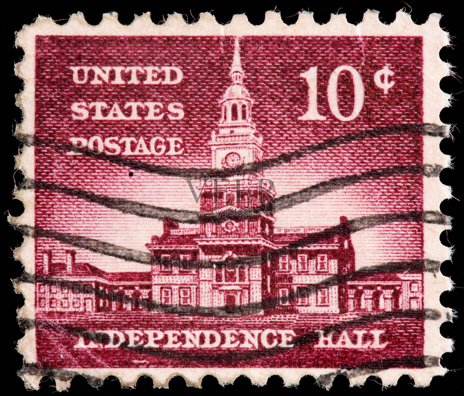 描绘独立大厅的美国邮票照片摄影图片