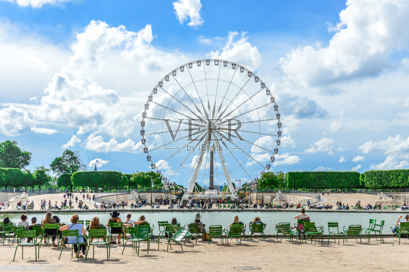 巴黎杜伊勒里花园的摩天轮照片摄影图片