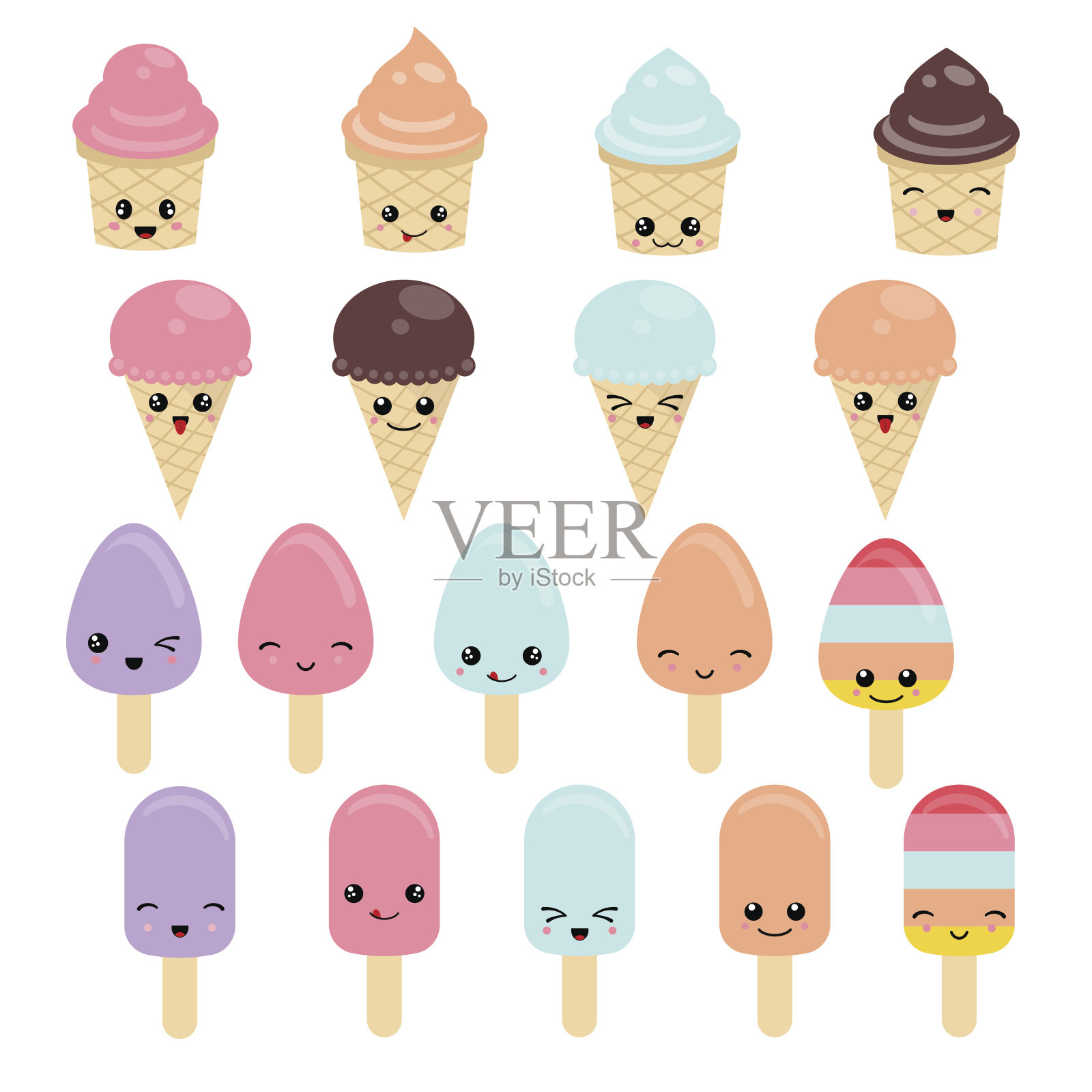 一套冰淇淋插画图片素材
