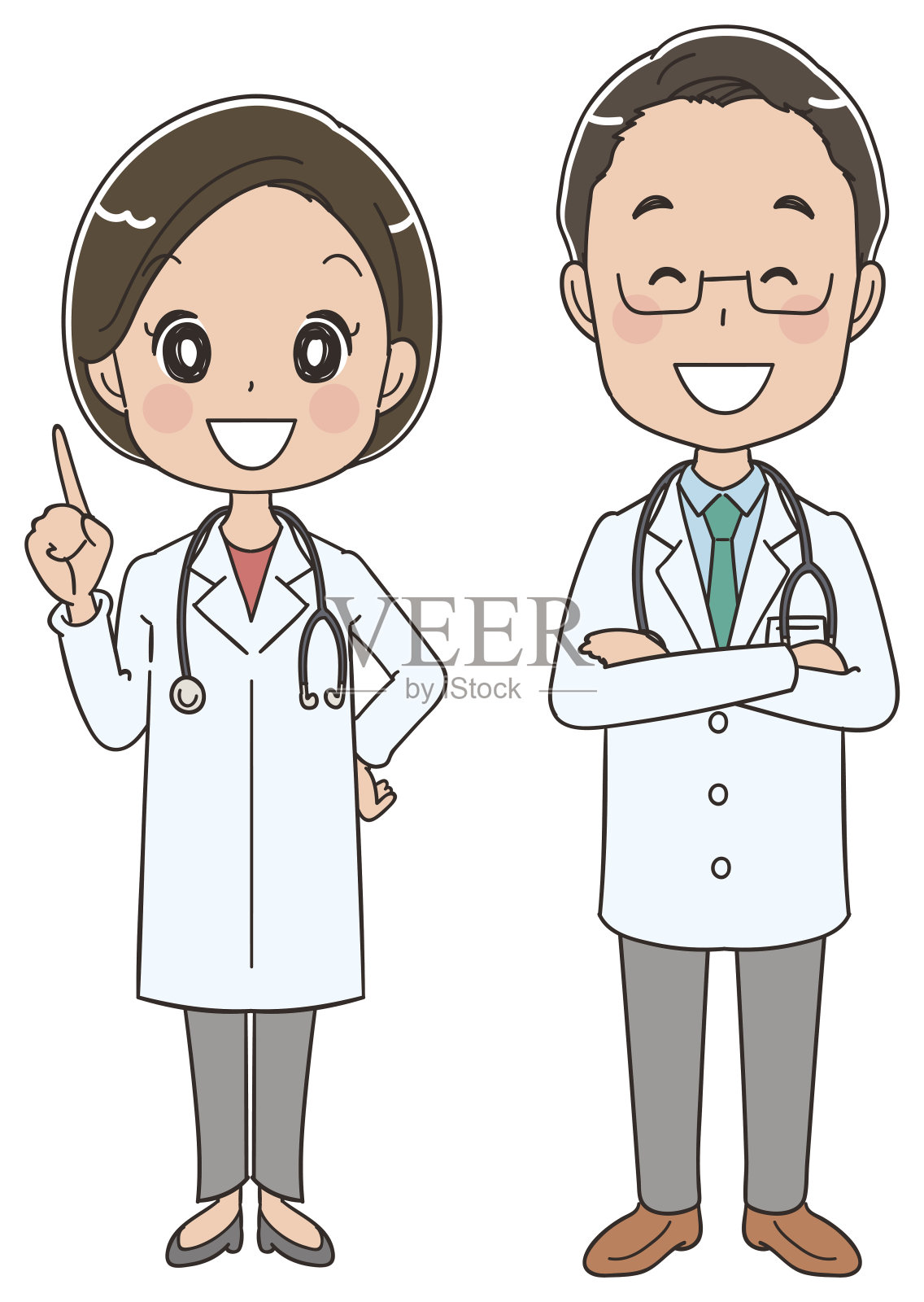 男医生和女医生都在微笑设计元素图片