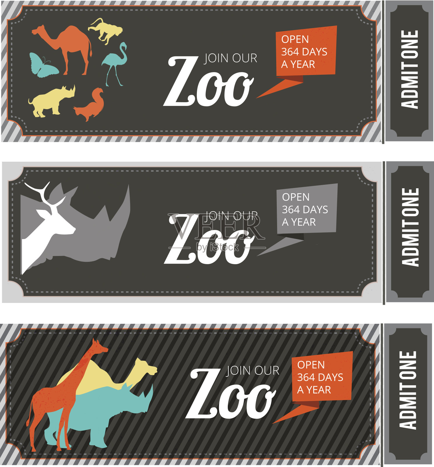 设计模板动物园门票与不同的野生动物在它和地方为你的文本插画图片素材