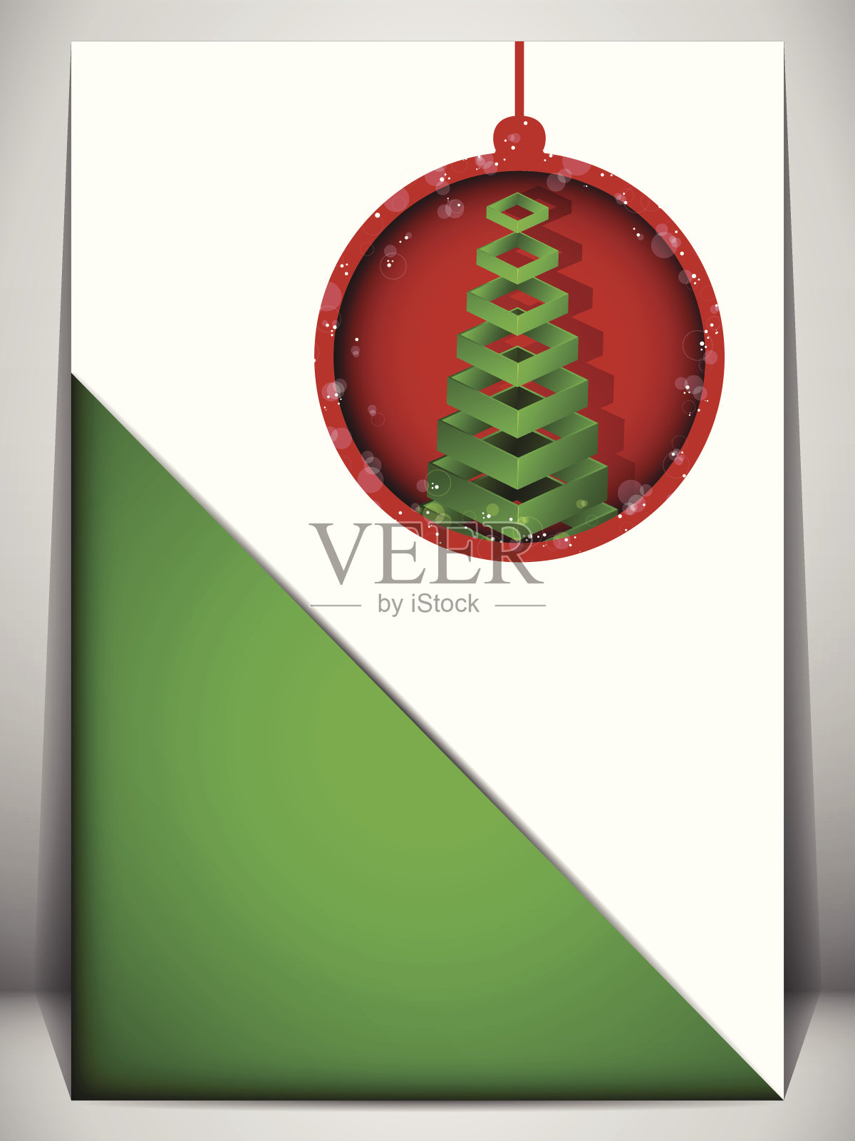 圣诞贺卡红绿信封设计模板素材