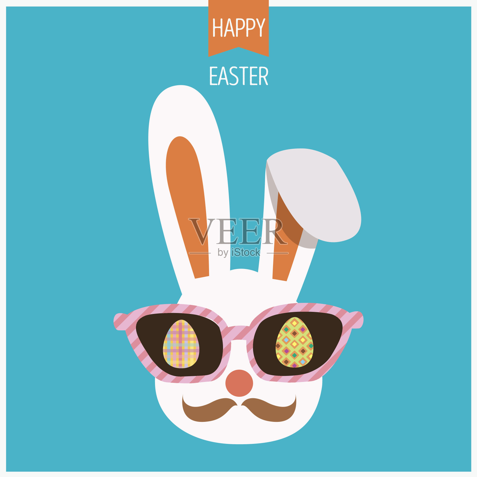 复活节兔子赶时髦的人插画图片素材