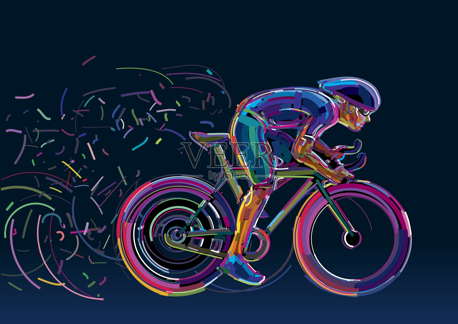 参加自行车比赛的职业自行车手。插画图片素材