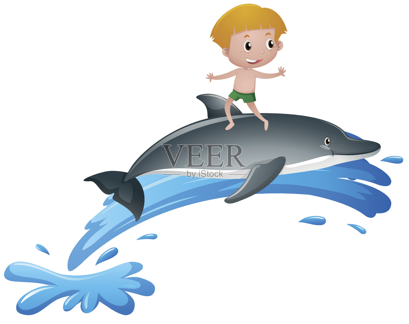男孩站在海豚背上设计元素图片