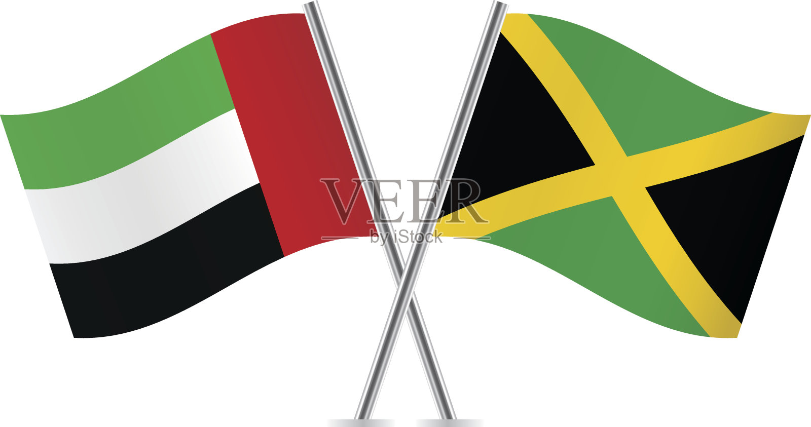 阿拉伯联合酋长国和牙买加国旗。向量。插画图片素材