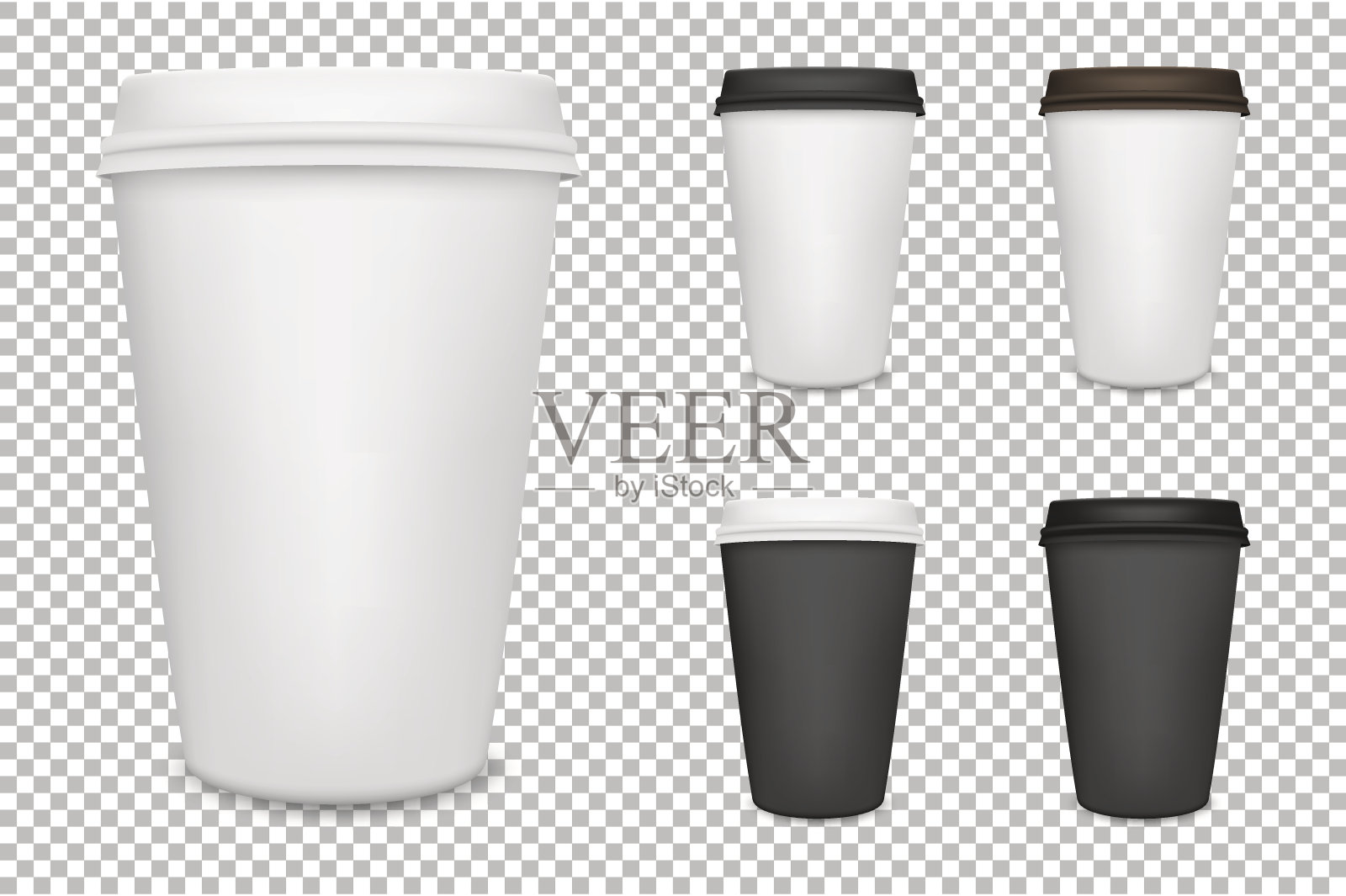 向量现实空白纸咖啡杯集孤立。向量EPS10插画图片素材