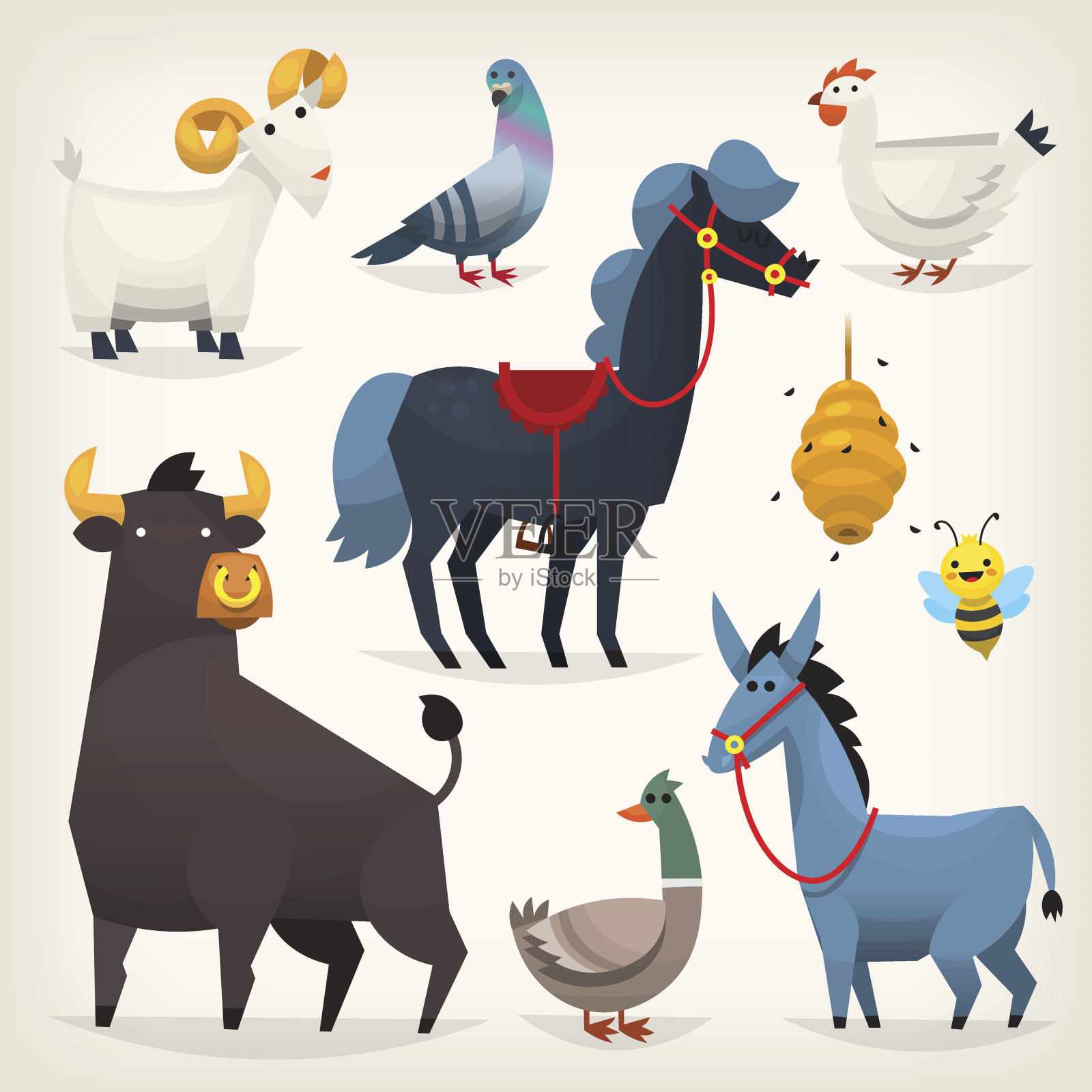 农场禽鸟及动物设计元素图片