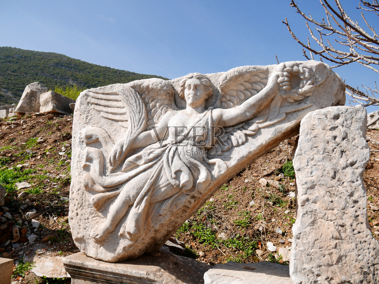胜利女神耐克大理石雕像，在以弗所，土耳其照片摄影图片