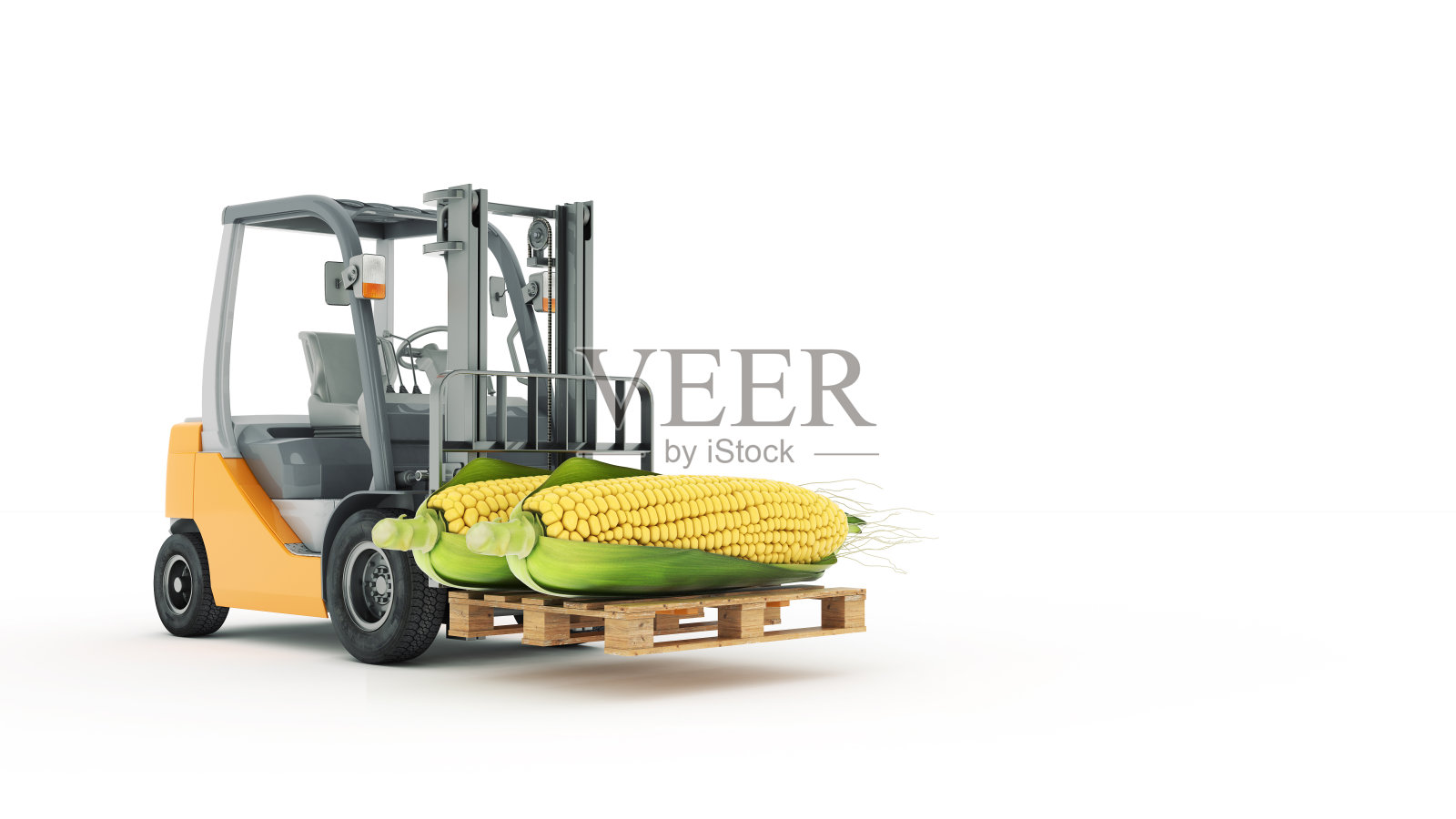 带玉米的现代叉车照片摄影图片