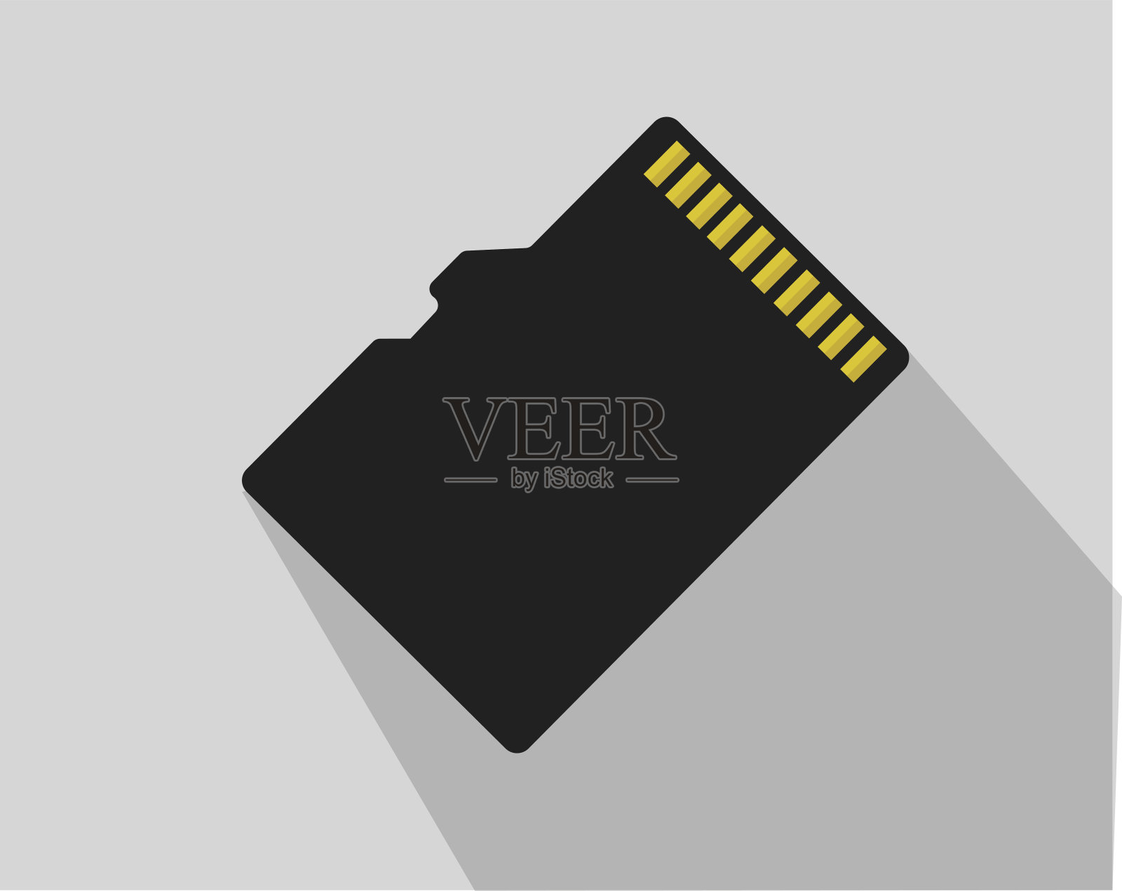 灰色背景上的Micro SD存储卡。插画图片素材