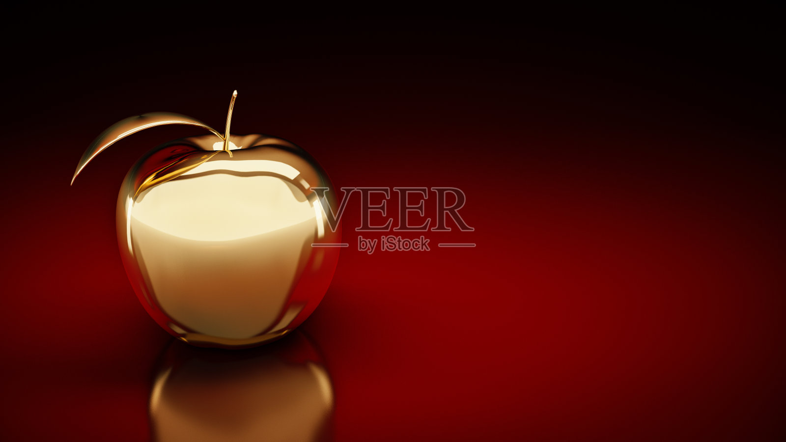 黄金苹果。三维渲染照片摄影图片
