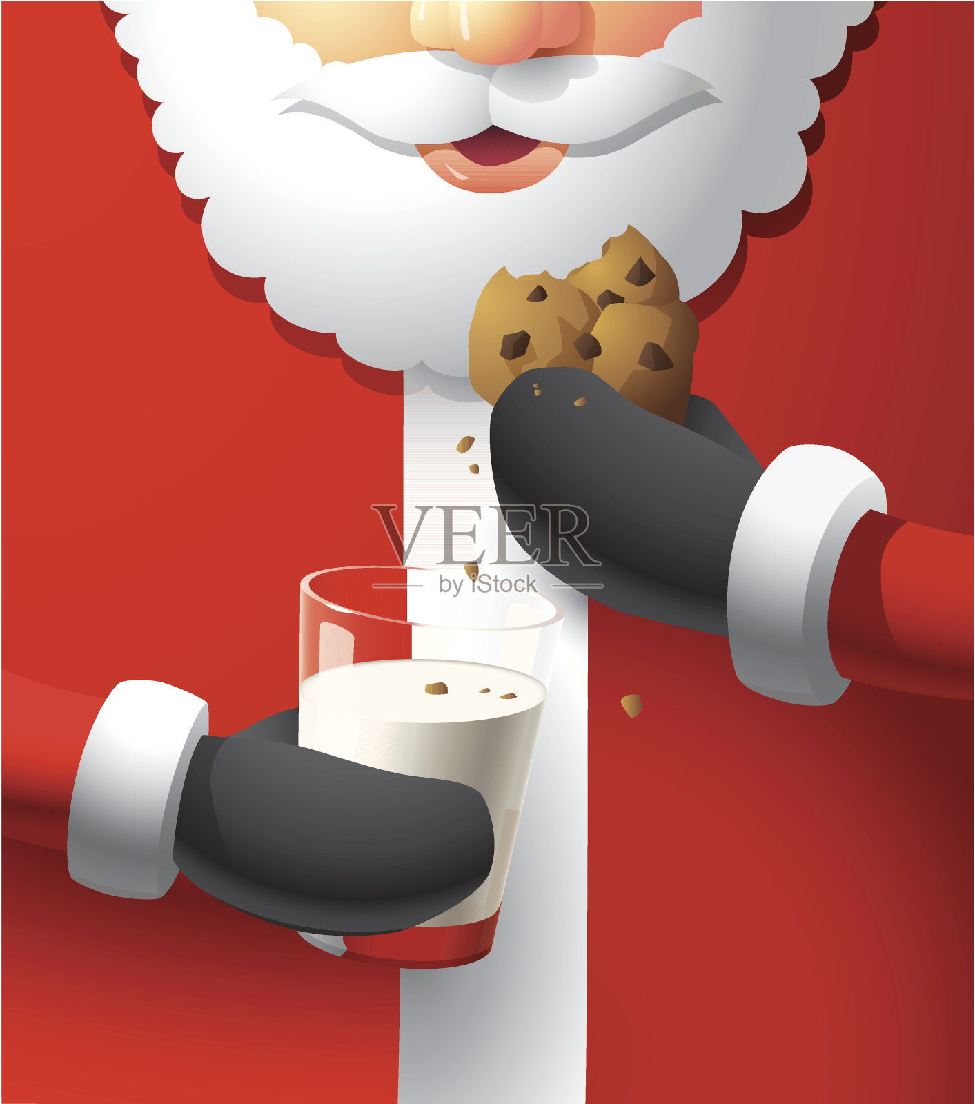 圣诞老人吃饼干和牛奶的插图插画图片素材