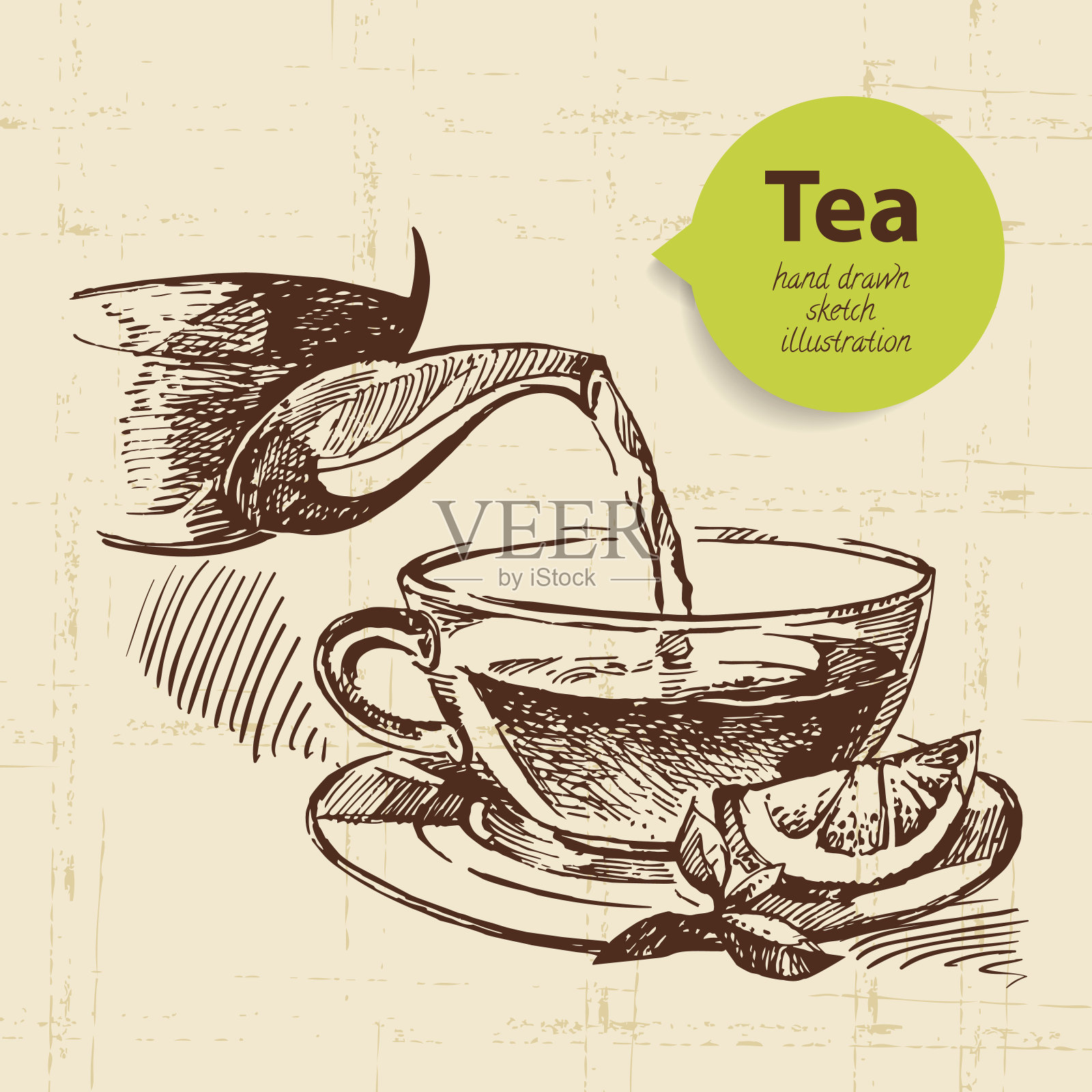 茶的背景。手绘草图。菜单des插画图片素材