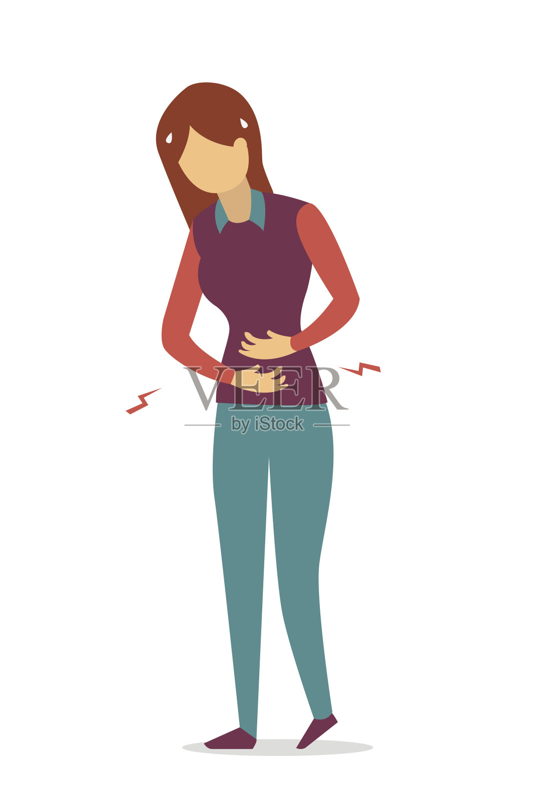 女性胃痛插画图片素材