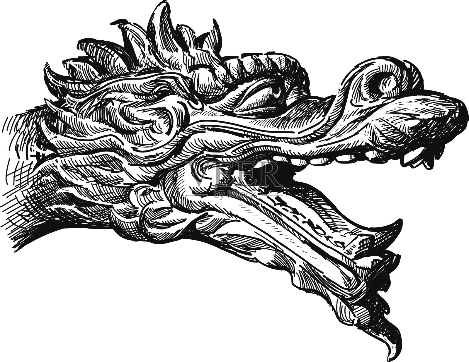 神话中的龙的首领插画图片素材